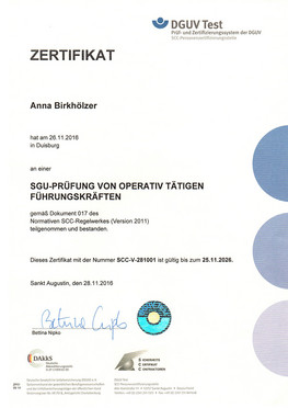SALGERT - Zertifikat - SGU-Prüfung - Anna Birkhölzer