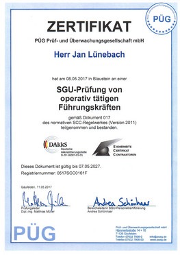 SALGERT - Zertifikat - SGU-Prüfung - Jan Lünebach